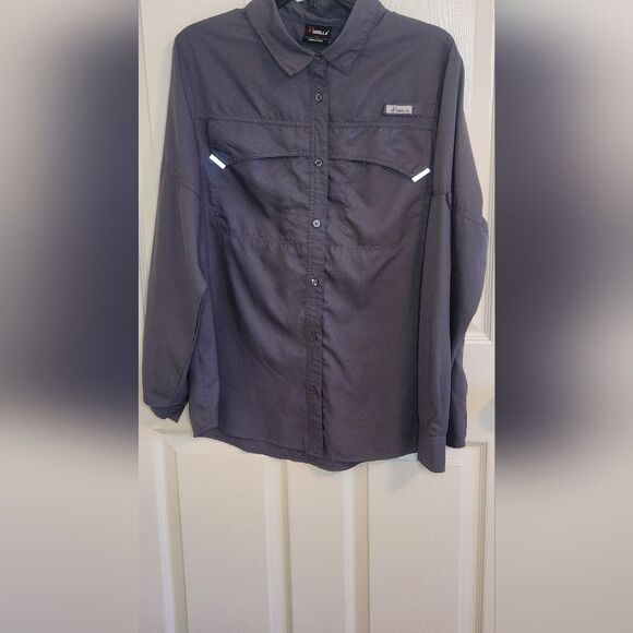 Pudolla XL Gray Lng RollupSlve Breathable Fishing Hiking Women Buttons Up Shirt - Picture 4 of 11